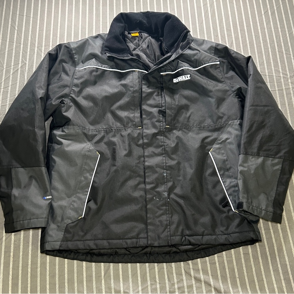 DEWALT Jacket Large Black Grey Mens Hooded Quilted Liner Shell Jacket Men's XL